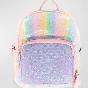 Bari Lynn Kid's Flip the Glitters Rainbow mini backpack in pink